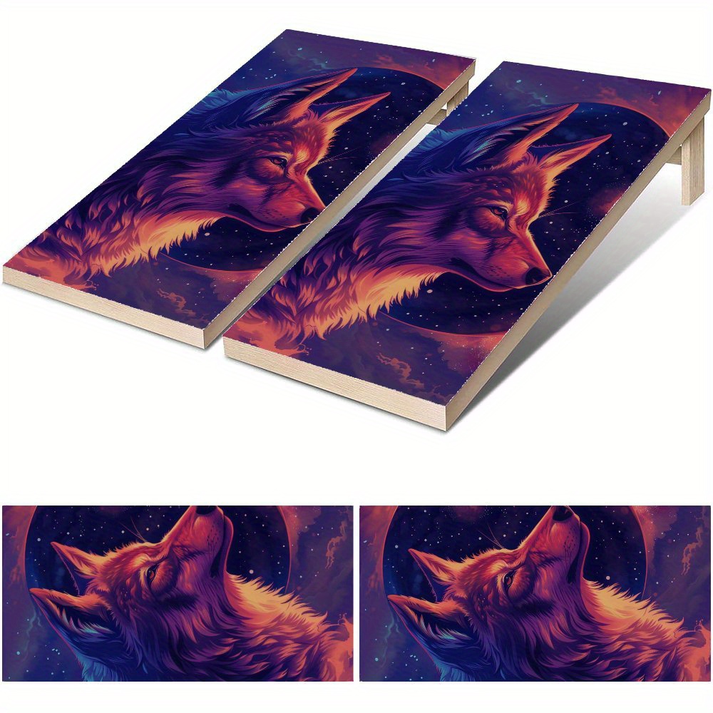 Board Game Film - Kleurrijke Sterrenhemel Wolf Waterdichte Cornhole Board
