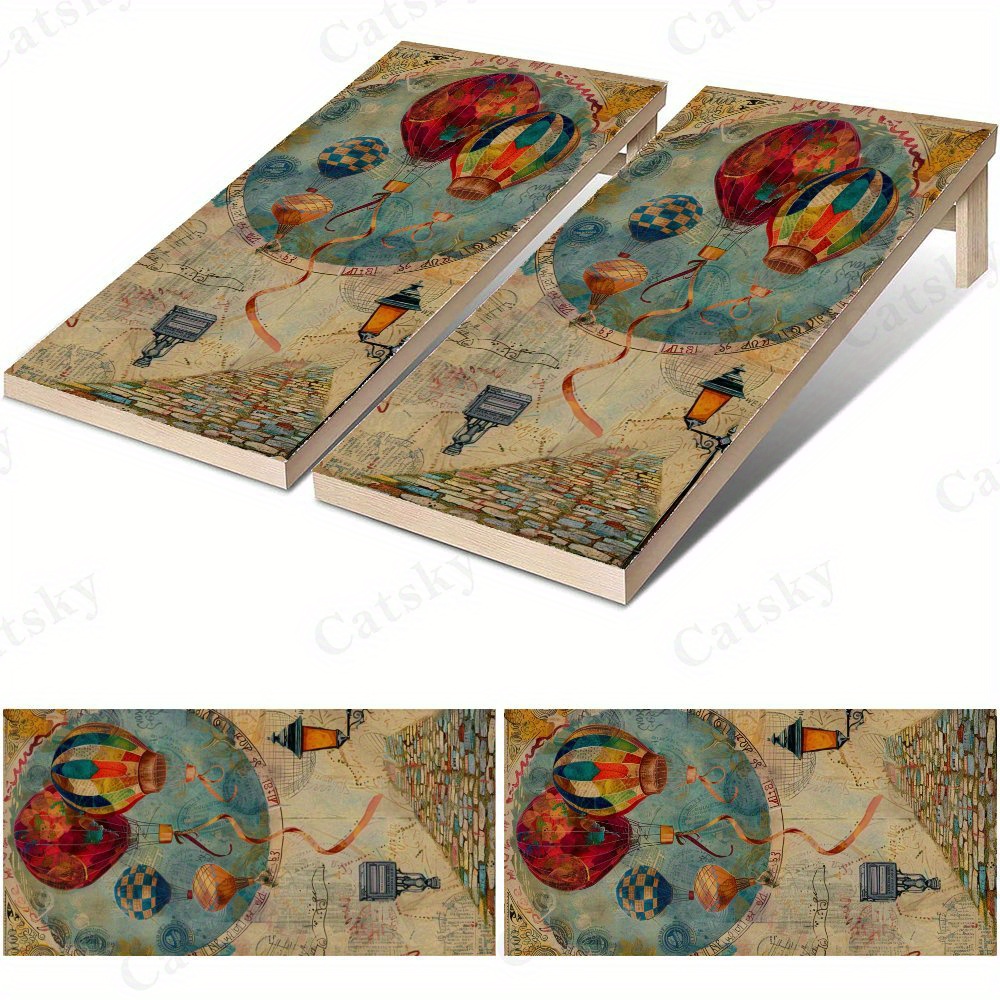 Board Game Film - Nostalgische heteluchtballon waterdichte Cornhole Board vinyl