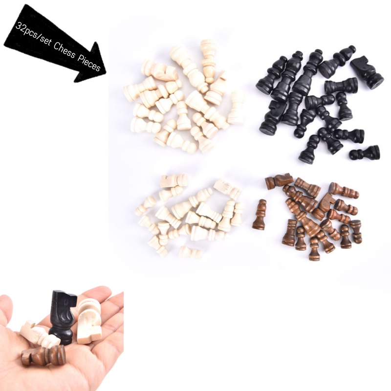 Board Game Queen - 32 Stuks Houten Schaakstukken Compleet Schaakstukken