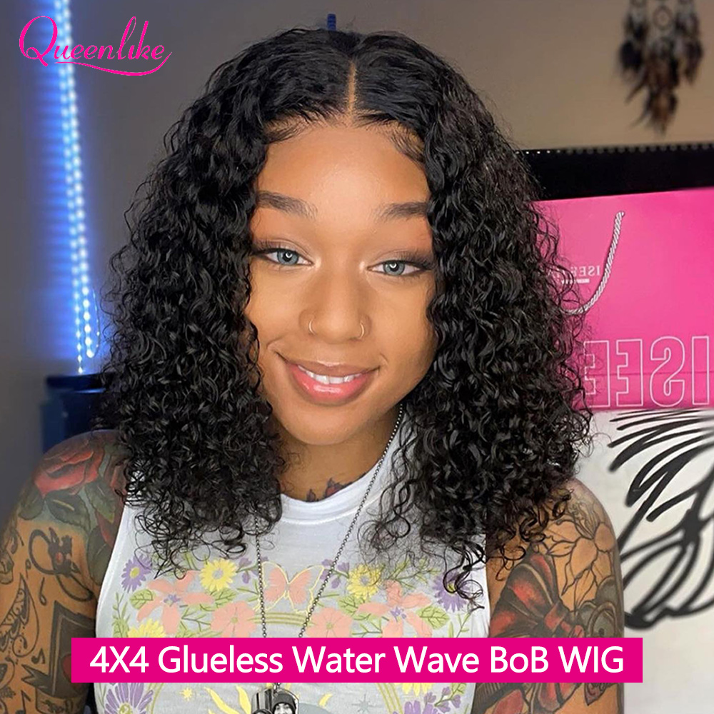 Board Game Queen - 4x4 lijmloze pruik BoB menselijk haar